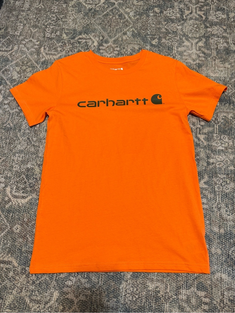 Carhartt Short-Sleeve Logo Tee in High-Visibility Orange with Black Logo